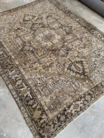 8x11 Neutral Vintage Rug / Neutral Large Vintage Heriz Rug #3774