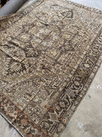 8x11 Neutral Vintage Rug / Neutral Large Vintage Heriz Rug #3774