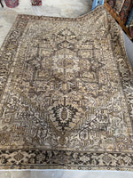 8x11 Neutral Vintage Rug / Neutral Large Vintage Heriz Rug #3774