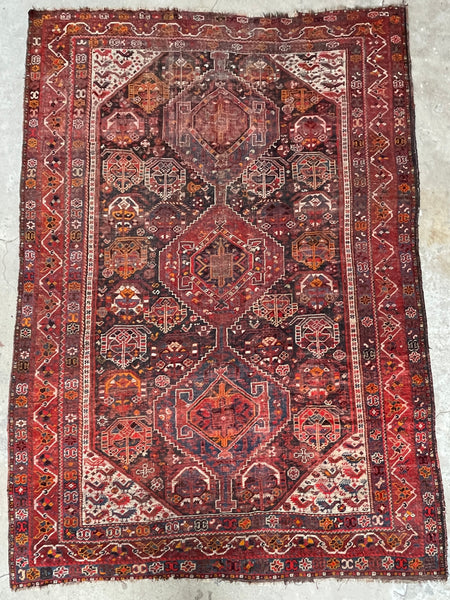 Antique Persian Shiraz Rug / 6'5 x 9'4 Rug #3129ML