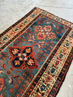 Jewel Toned Vintage Persian Rug / 3'4 x 6'6 Persian Hamadan #3485
