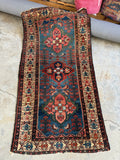 Jewel Toned Vintage Persian Rug / 3'4 x 6'6 Persian Hamadan #3485