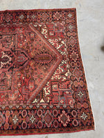 Berry Blast Vintage Heriz Rug / 7'5 x 10'10 Persian Rug #3781