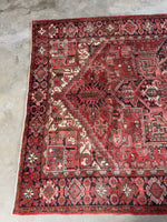 Berry Blast Vintage Heriz Rug / 7'5 x 10'10 Persian Rug #3781