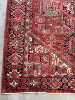 Berry Blast Vintage Heriz Rug / 7'5 x 10'10 Persian Rug #3781