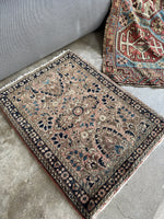 Small Muted Vintage Persian Floral Rug / 2' x 2'7 Persian Sarouk Rug #4215ML