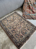 Small Muted Vintage Persian Floral Rug / 2' x 2'7 Persian Sarouk Rug #4215ML