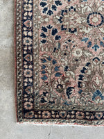 Small Muted Vintage Persian Floral Rug / 2' x 2'7 Persian Sarouk Rug #4215ML