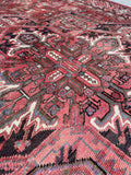 Berry Blast Vintage Heriz Rug / 7'5 x 10'10 Persian Rug #3781