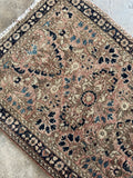 Small Muted Vintage Persian Floral Rug / 2' x 2'7 Persian Sarouk Rug #4215ML