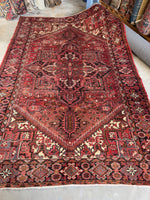 Berry Blast Vintage Heriz Rug / 7'5 x 10'10 Persian Rug #3781