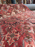 Berry Blast Vintage Heriz Rug / 7'5 x 10'10 Persian Rug #3781
