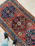 3'4 x 6'6 Antique NW Persian rug #2026 / 3x7 Vintage Rug - Blue Parakeet Rugs