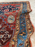 3'4 x 6'6 Antique NW Persian rug #2026 / 3x7 Vintage Rug - Blue Parakeet Rugs