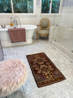 Small Vintage Turkish Scatter Rug / 1'10 x 3'4 Vintage Rug #3266