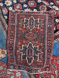 Small Vintage Persian Tribal Scatter Rug / 1'10 x 3'3 Antique Gharajeh Heriz Rug #4633