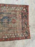 Worn Small Vintage Rug / Small Shabby Chic Vintage Area Rug / 3'9 x 6'7 NW Persian Rug #3491