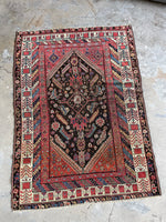 Tribal Scatter Rug / 4'1 x 5'5 Persian Rug #3141