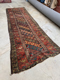 11 Foot Persian Runner / 3'7 x 10'6 Antique Persian Kurdish Runner #4377