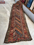 11 Foot Persian Runner / 3'7 x 10'6 Antique Persian Kurdish Runner #4377