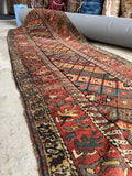 11 Foot Persian Runner / 3'7 x 10'6 Antique Persian Kurdish Runner #4377