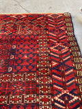 Square Vintage Rug / 3'6 x 3'9 Antique Yomut Prayer Rug #3164 / Small Vintage Rug