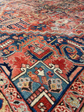 9'3 x 11'6 Worn Antique Persian Heriz Rug with Camel Border #2858