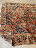 9'3 x 11'6 Worn Antique Persian Heriz Rug with Camel Border #2858