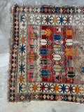 Small Worn Tribal Rug / 3'5 x 4'5 Rug #4256ML