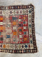Small Worn Tribal Rug / 3'5 x 4'5 Rug #4256ML