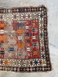 Small Worn Tribal Rug / 3'5 x 4'5 Rug #4256ML