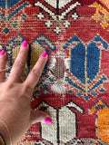 Small Worn Tribal Rug / 3'5 x 4'5 Rug #4256ML