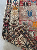 Small Worn Tribal Rug / 3'5 x 4'5 Rug #4256ML