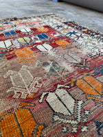 Small Worn Tribal Rug / 3'5 x 4'5 Rug #4256ML