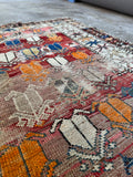 Small Worn Tribal Rug / 3'5 x 4'5 Rug #4256ML