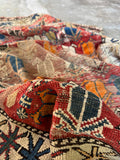 Small Worn Tribal Rug / 3'5 x 4'5 Rug #4256ML