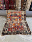 Small Worn Tribal Rug / 3'5 x 4'5 Rug #4256ML