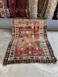 Small Worn Tribal Rug / 3'5 x 4'5 Rug #4256ML