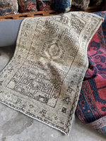 Muted Vintage Persian Tribal Scatter Rug / 2'8 x 4'2 Gharajeh Rug #3802