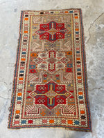 Worn Antique Tribal Rug / 3'4 x 5'4 Caucasian Rug #3170