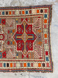 Worn Antique Tribal Rug / 3'4 x 5'4 Caucasian Rug #3170