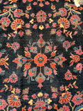 Small Midnight Blue Floral Persian Rug / 3'5 x 5' Antique Rug #4261ML