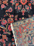 Small Midnight Blue Floral Persian Rug / 3'5 x 5' Antique Rug #4261ML