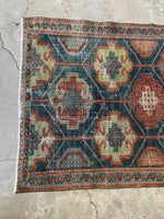 Antique Teal Blue Tribal Runner / 3'6 x 8'4 Persian Rug #3271