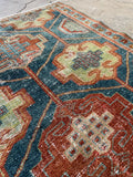 Antique Teal Blue Tribal Runner / 3'6 x 8'4 Persian Rug #3271