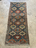 Antique Teal Blue Tribal Runner / 3'6 x 8'4 Persian Rug #3271