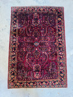 Rich Berry Persian Sarouk Rug / 3'4 x 5' Rug #4262ML
