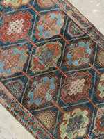 Antique Teal Blue Tribal Runner / 3'6 x 8'4 Persian Rug #3271