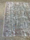 6'5 x 9'2 Muted Distressed Persian Rug #3272