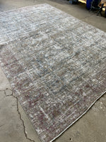 6'5 x 9'2 Muted Distressed Persian Rug #3272